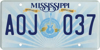 MS license plate AOJ037
