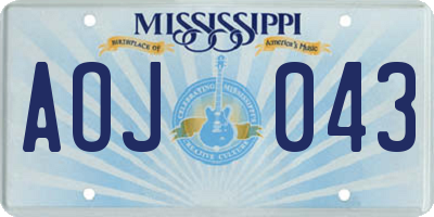 MS license plate AOJ043