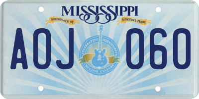 MS license plate AOJ060