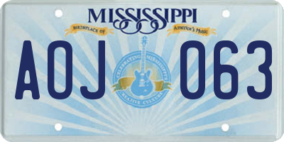 MS license plate AOJ063