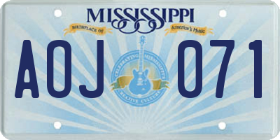 MS license plate AOJ071