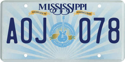 MS license plate AOJ078