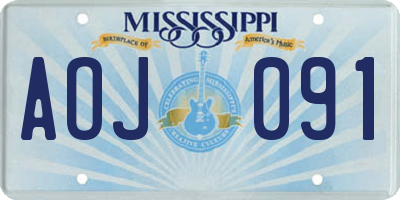 MS license plate AOJ091
