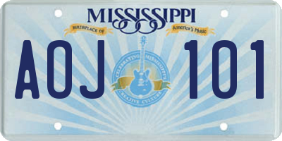 MS license plate AOJ101