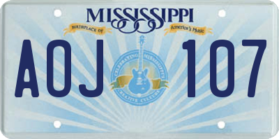 MS license plate AOJ107