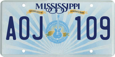 MS license plate AOJ109