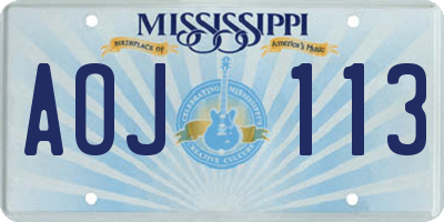 MS license plate AOJ113