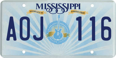MS license plate AOJ116