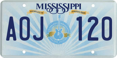 MS license plate AOJ120