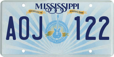 MS license plate AOJ122