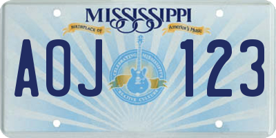 MS license plate AOJ123