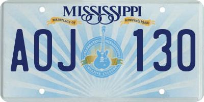MS license plate AOJ130
