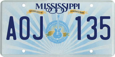MS license plate AOJ135