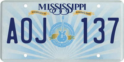 MS license plate AOJ137