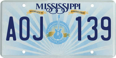 MS license plate AOJ139