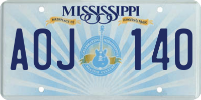 MS license plate AOJ140