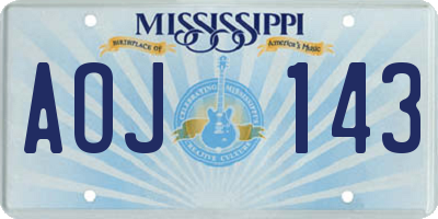 MS license plate AOJ143