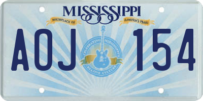 MS license plate AOJ154