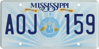 MS license plate AOJ159
