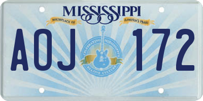 MS license plate AOJ172
