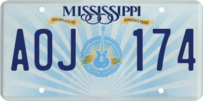 MS license plate AOJ174