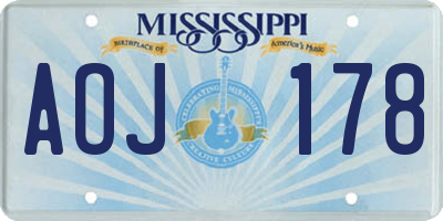 MS license plate AOJ178