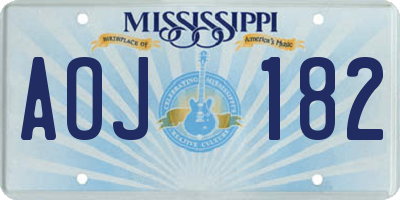 MS license plate AOJ182