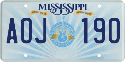 MS license plate AOJ190