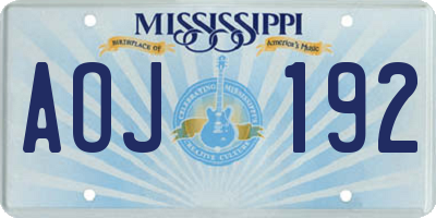 MS license plate AOJ192