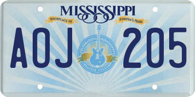 MS license plate AOJ205