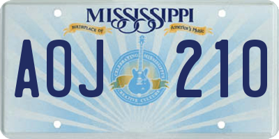 MS license plate AOJ210