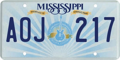 MS license plate AOJ217