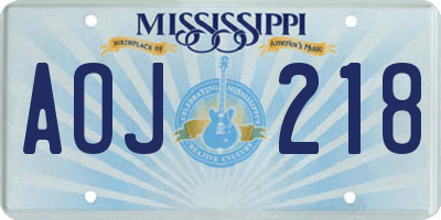 MS license plate AOJ218