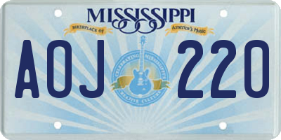 MS license plate AOJ220