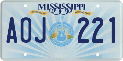 MS license plate AOJ221