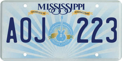 MS license plate AOJ223