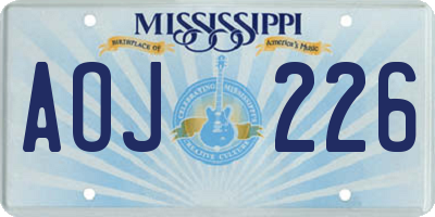 MS license plate AOJ226