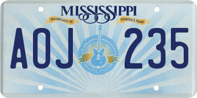 MS license plate AOJ235
