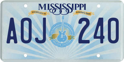 MS license plate AOJ240