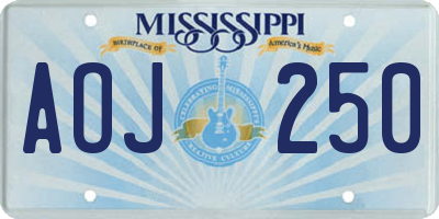 MS license plate AOJ250