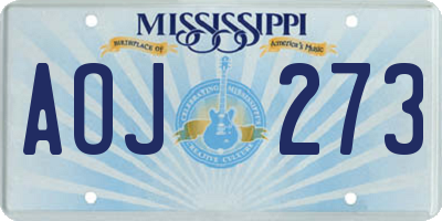 MS license plate AOJ273