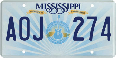 MS license plate AOJ274