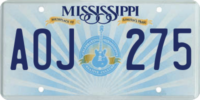 MS license plate AOJ275