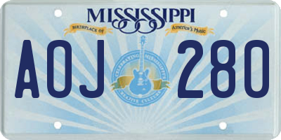 MS license plate AOJ280