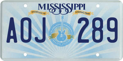 MS license plate AOJ289
