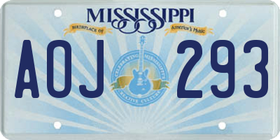 MS license plate AOJ293