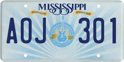 MS license plate AOJ301