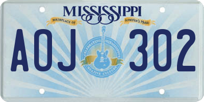 MS license plate AOJ302