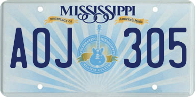MS license plate AOJ305