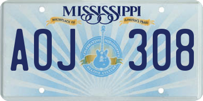 MS license plate AOJ308